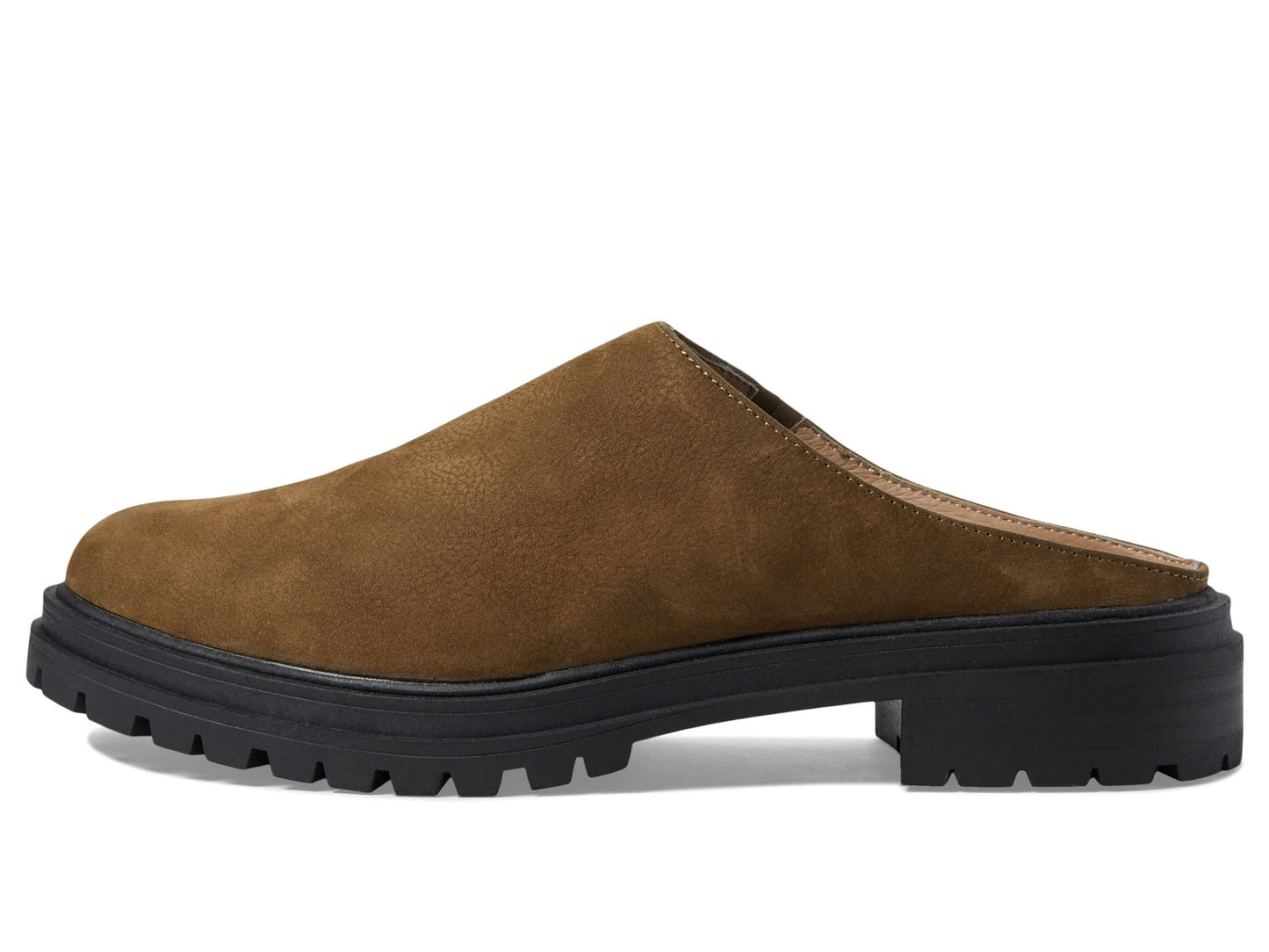 Madewell The Bradley Lugsole Mule in Nubuck for Women - Pigskin Lining with Round Toe Design, Comfortable and Soft Mule Burled Wood 8.5 M