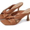 Stuart Weitzman Playa 75 Knot Sandal for Women - Sculptural Heel, Voluminous Knotted Detail, and Lacquered Nappa Leather Footwear Tan 7.5 M
