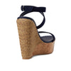 Stuart Weitzman 5050 Wedge Sandal Nice Blue/Natural 8 B