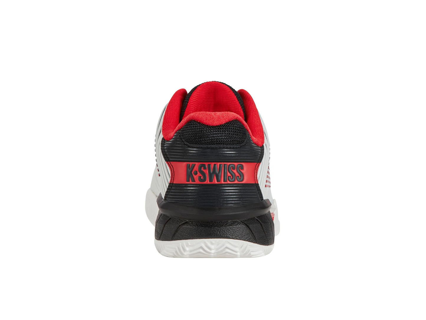 K-Swiss Men's Hypercourt Express 2 HB Tennis Shoe, Bright White/Stretch Limo/High Risk Red, 14 M