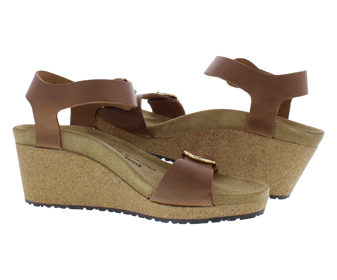 Birkenstock Women's Soley Ring-Buckle Oiled Leather in Cognac