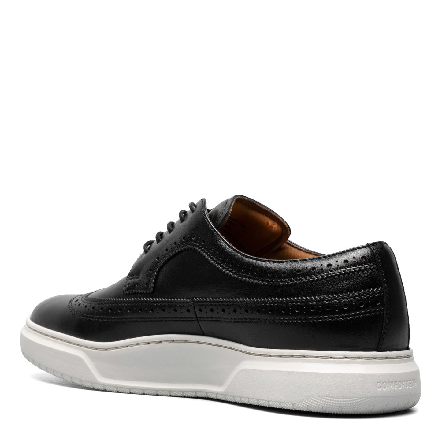 Florsheim Premier Wing Tip Lace-Up Sneaker Black Smooth/White Sole 8.5 W (3E)
