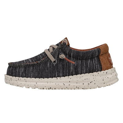 HEYDUDE Boy's Wally Youth Jersey Charcoal Size 6 | Youth Shoes | Youth Slip-on Loafers | Comfortable & Light-Weight