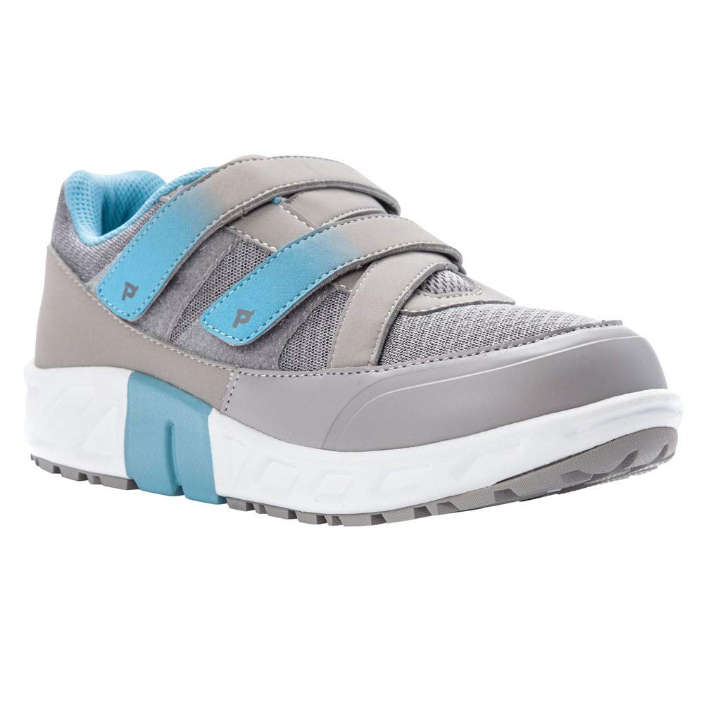 Propet Women's Matilda Strap Sneaker, Grey/Blue, 07 2E US