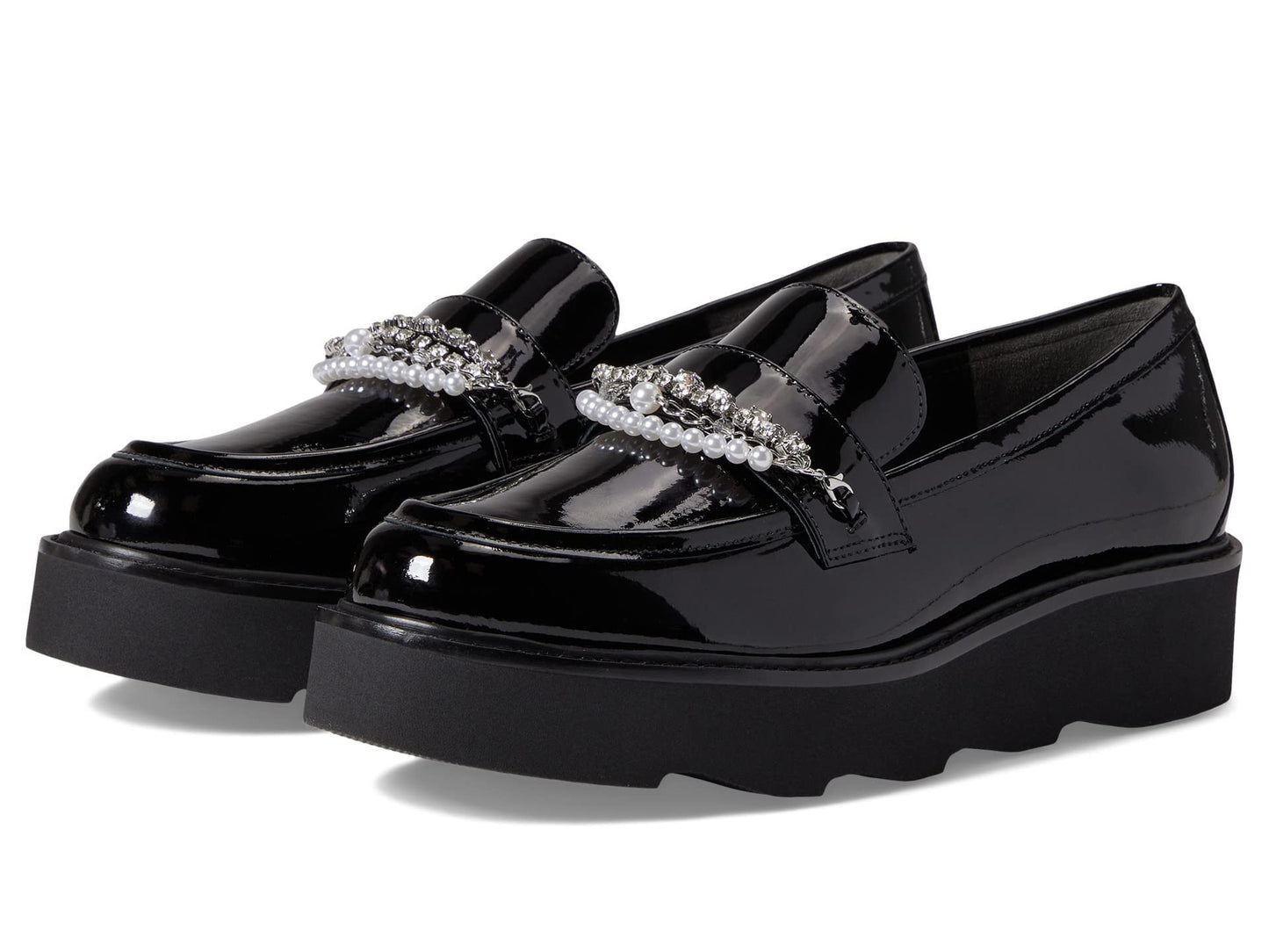 Stuart Weitzman Pearldrop Platform Loafer Black 7.5 B