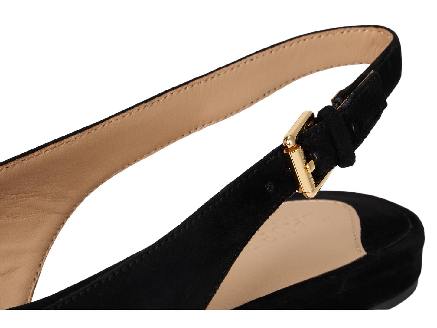 Lauren Ralph Lauren, Women, Londyn Suede Slingback Flat, Black, 7.5, Medium
