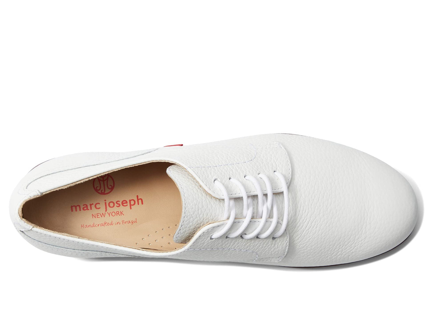 Marc Joseph New York® Pacific Golf Shoes for Women – Leather Construction – Synthetic Outsole – Almond Toe White Grainy 7 M