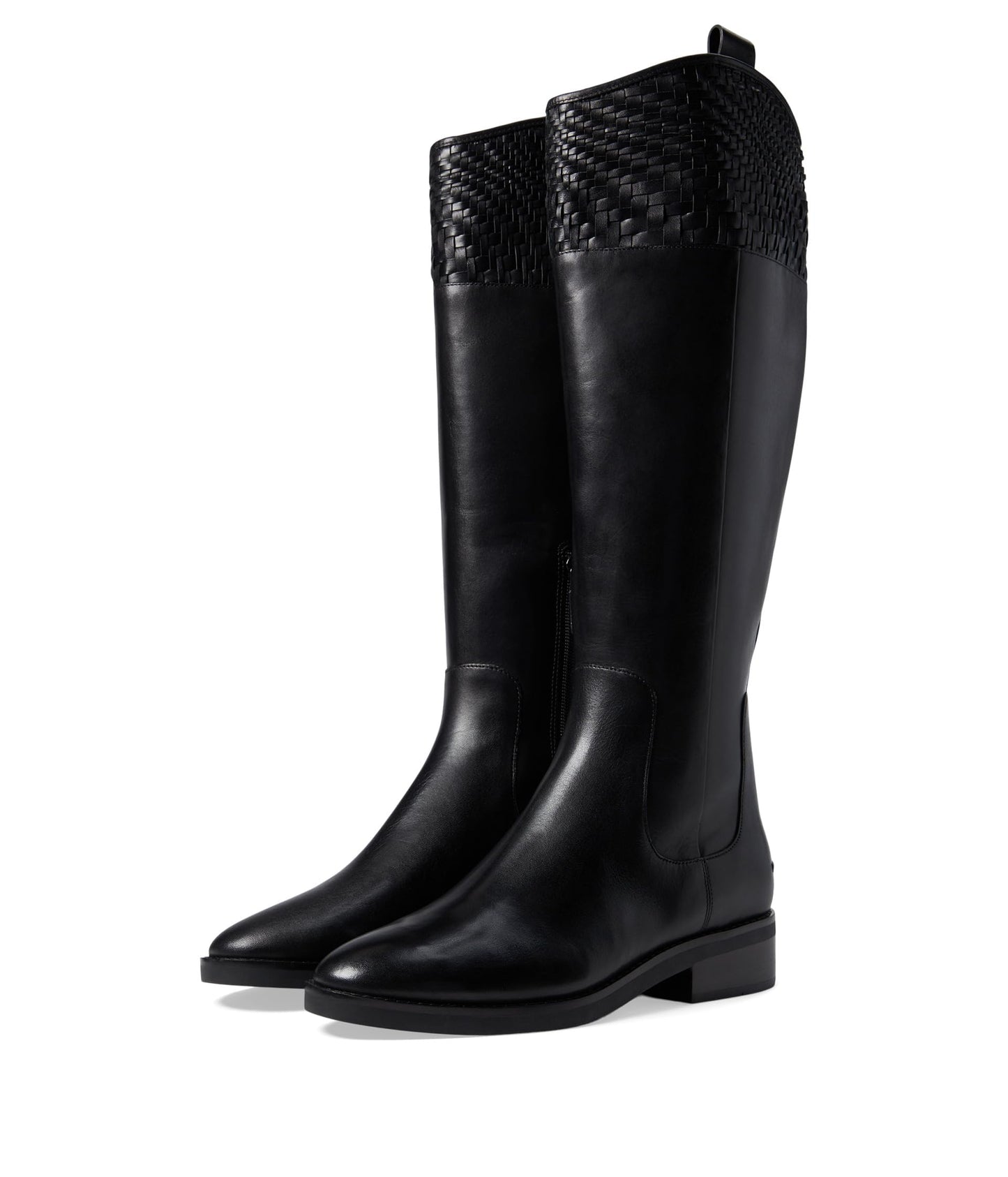 Cole Haan Women's Hampshire Riding Boot Equestrian, Black Leather/Black Suede, 8