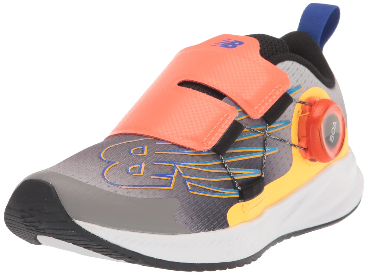 New Balance Kid's Fuelcore Reveal V3 Boa Running Shoe, Black/Infinity Blue/Vibrant Orange, 2.5 Wide Little Kid