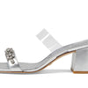 Stuart Weitzman Crystal Fleur 60 Slide Silver/Clear 8.5 B