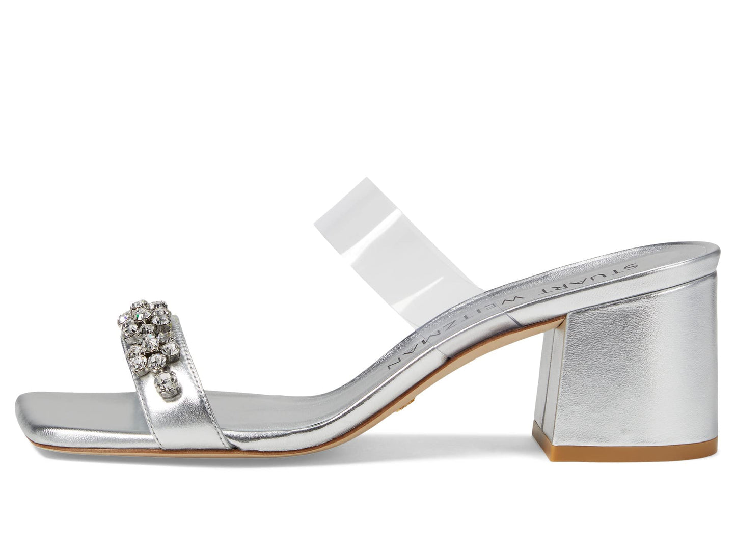 Stuart Weitzman Crystal Fleur 60 Slide Silver/Clear 8.5 B