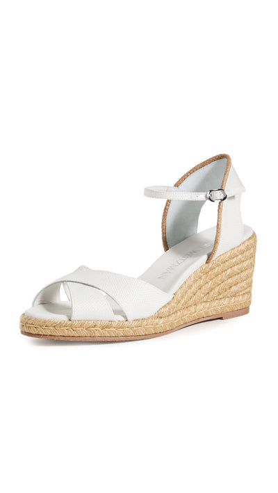 Stuart Weitzman Women's Mirela Ii Wedge Espadrilles, White/Natural WLJ, 8.5 Medium US
