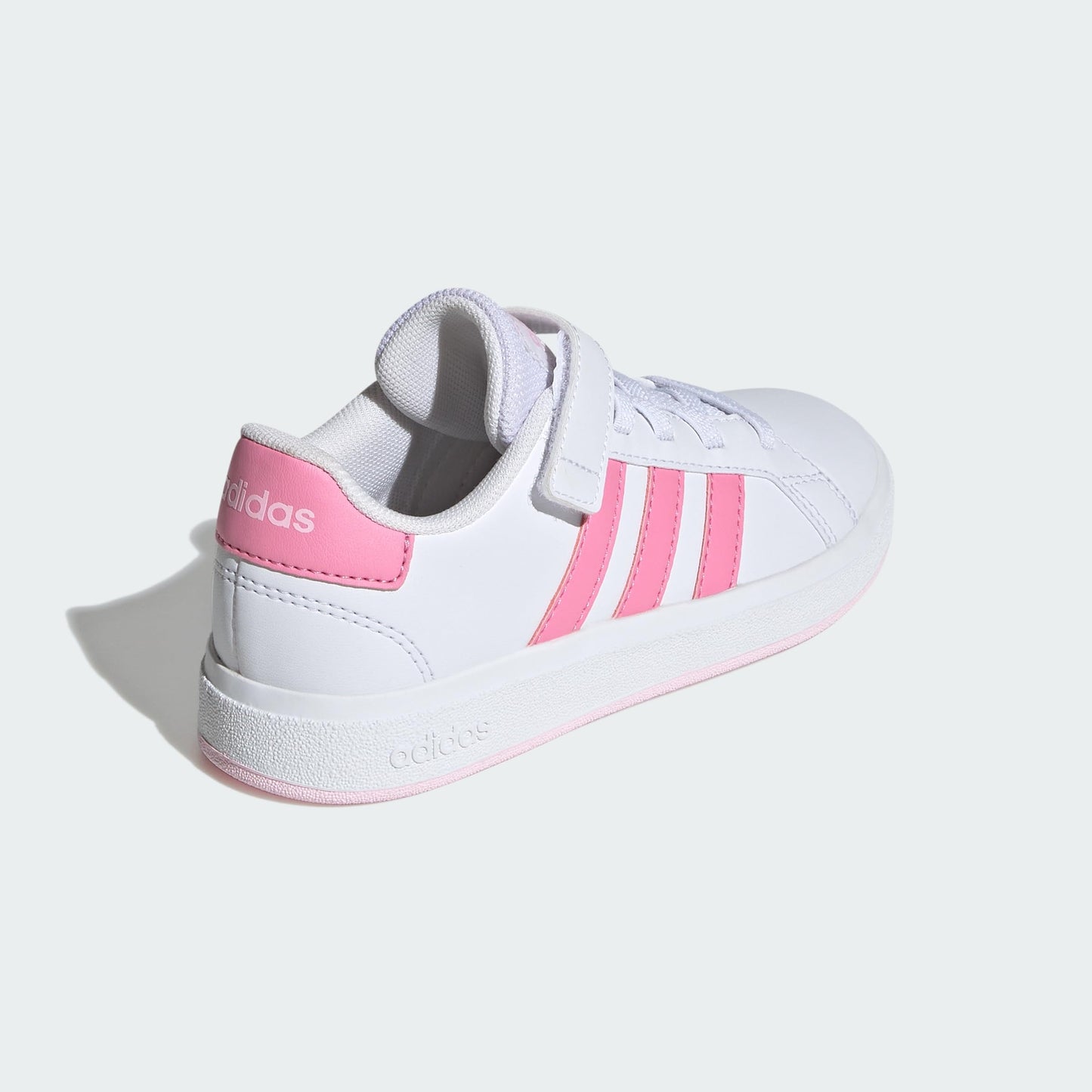 adidas Girl's Grand Court 2.0 Elastic (Little Kid/Big Kid) White/Bliss Pink/Clear Pink 4.5 Big Kid M