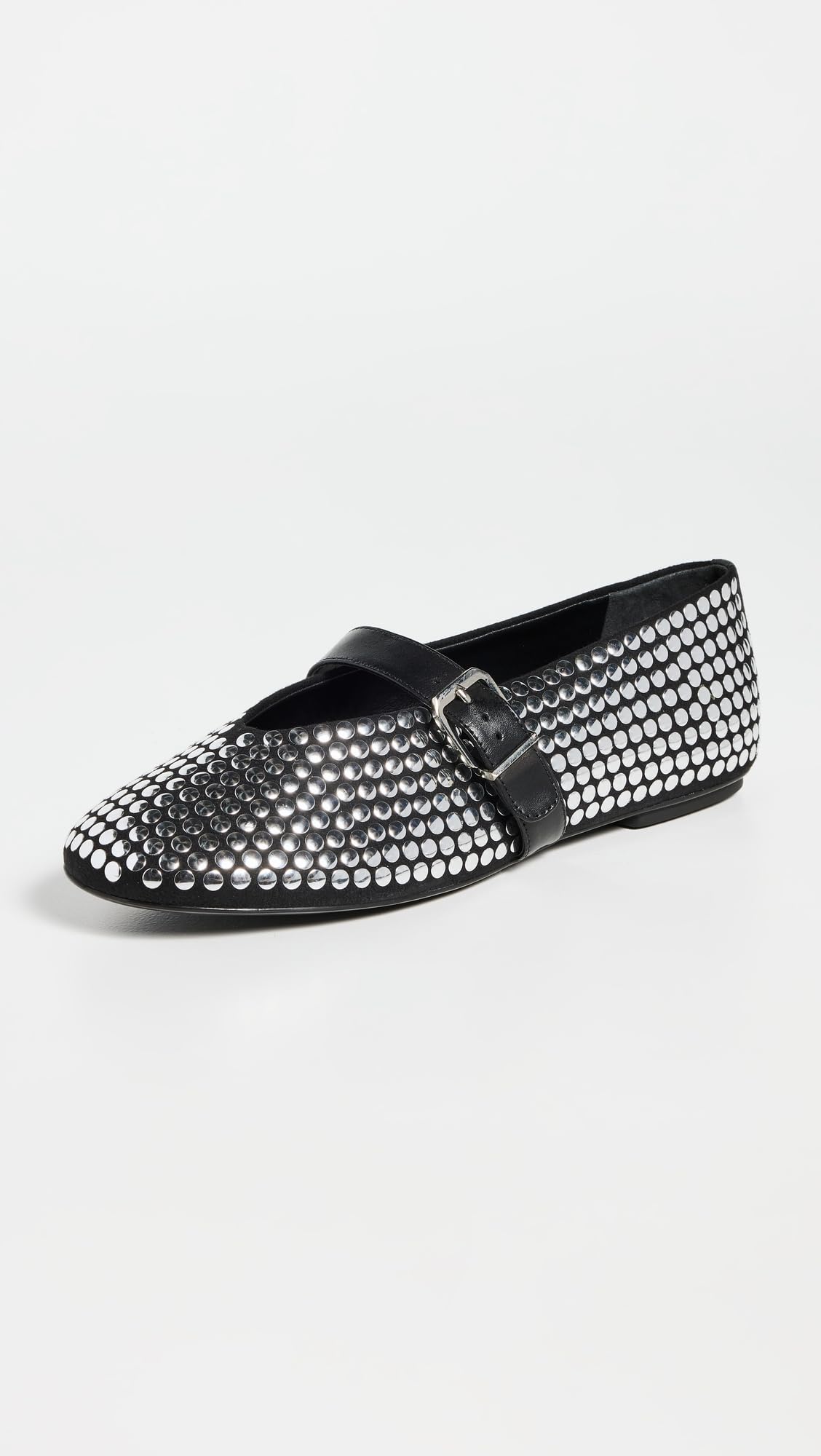 SCHUTZ Women's Eiza Studs Ballet Flats, Black, 6.5 Medium US
