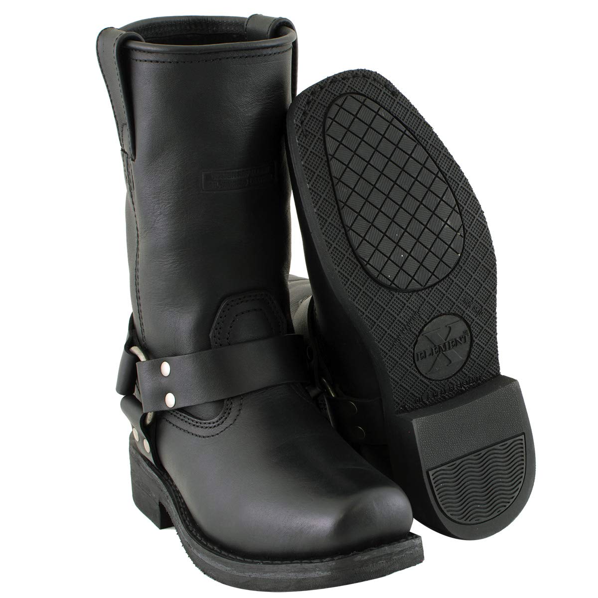 Xelement 2442 Women's Black Classic Full Grain Leather Harness Motorcycle Rider Boots - 6