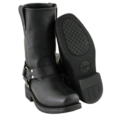 Xelement 2442 Women's Black Classic Full Grain Leather Harness Motorcycle Rider Boots - 6