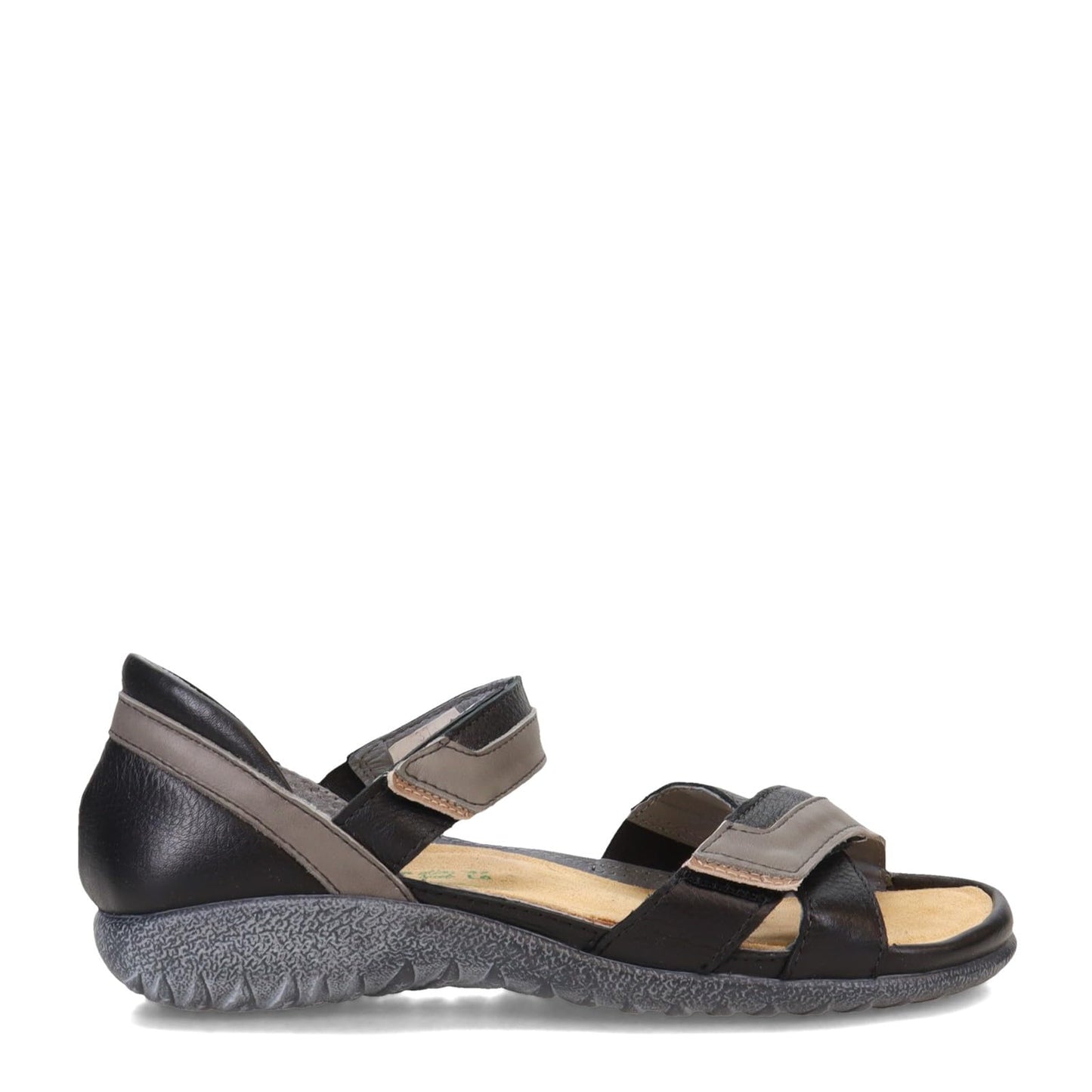 NAOT Footwear Women's Karawa Sandal Soft Black Lthr/Foggy Gray Lthr/Khaki Beige Lthr 7 M US