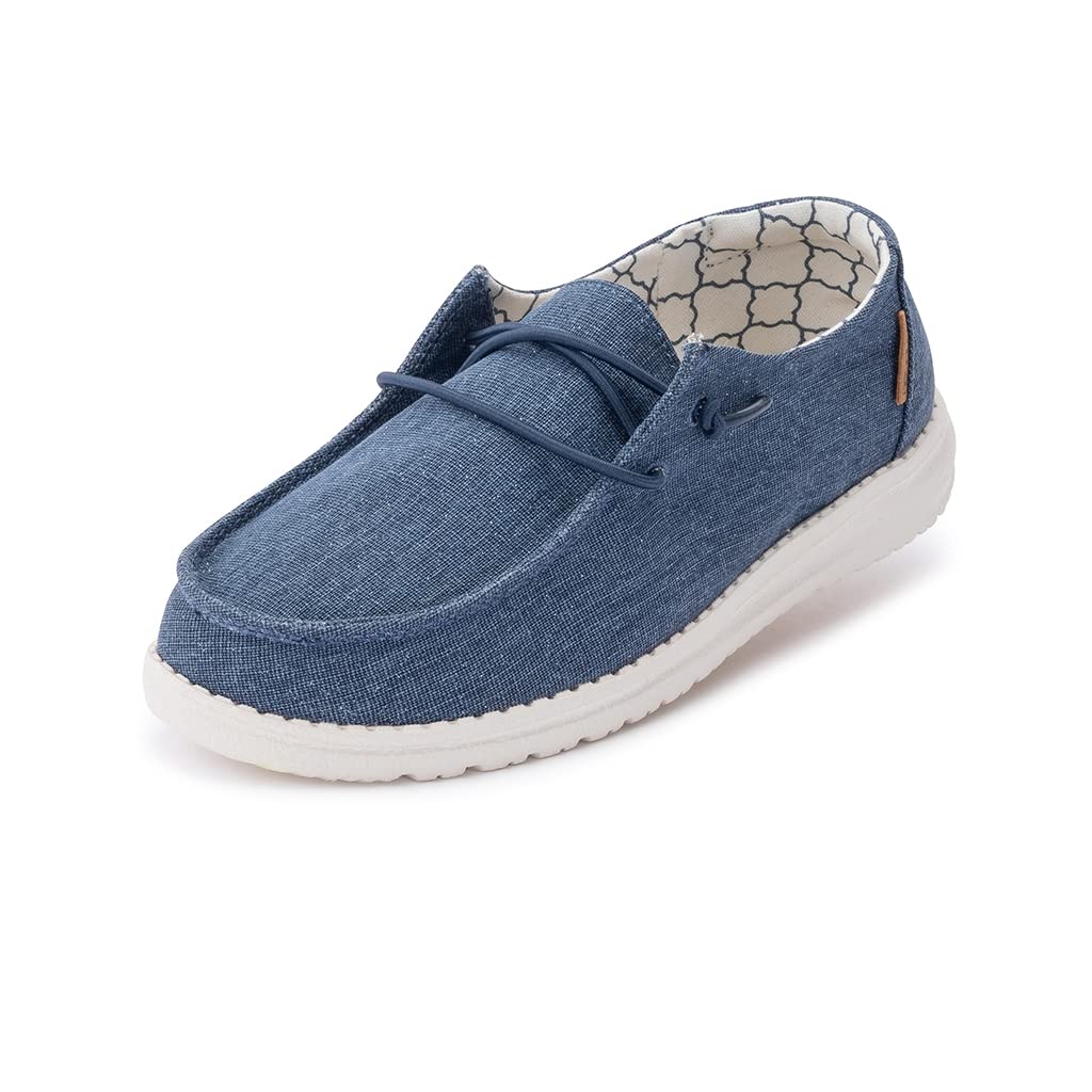 HEYDUDE Girl's Wendy Youth Sparkling Denim Size 13 | Girl’s Shoes | Girl’s Lace Up Loafers | Comfortable & Light-Weight