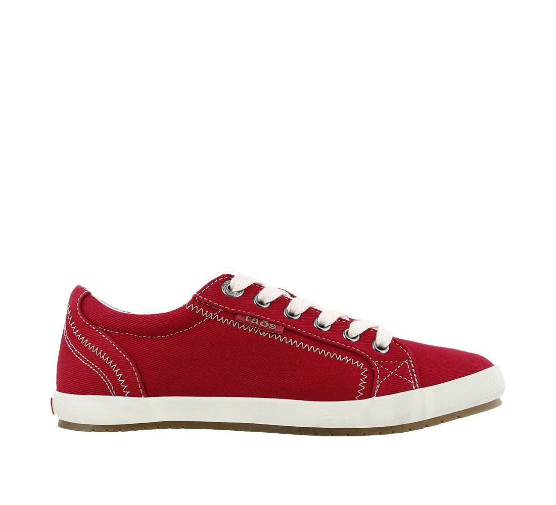 Taos Star Women's Sneaker - Iconic Style with Canvas Design for Everyday Adventures - Custom Fit Lacing and Premium Removable Footbed with Arch Support for All Day Comfort Red 8.5 M US