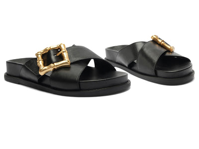 Schutz Women's Enola Crossed Sandal, Black, 9