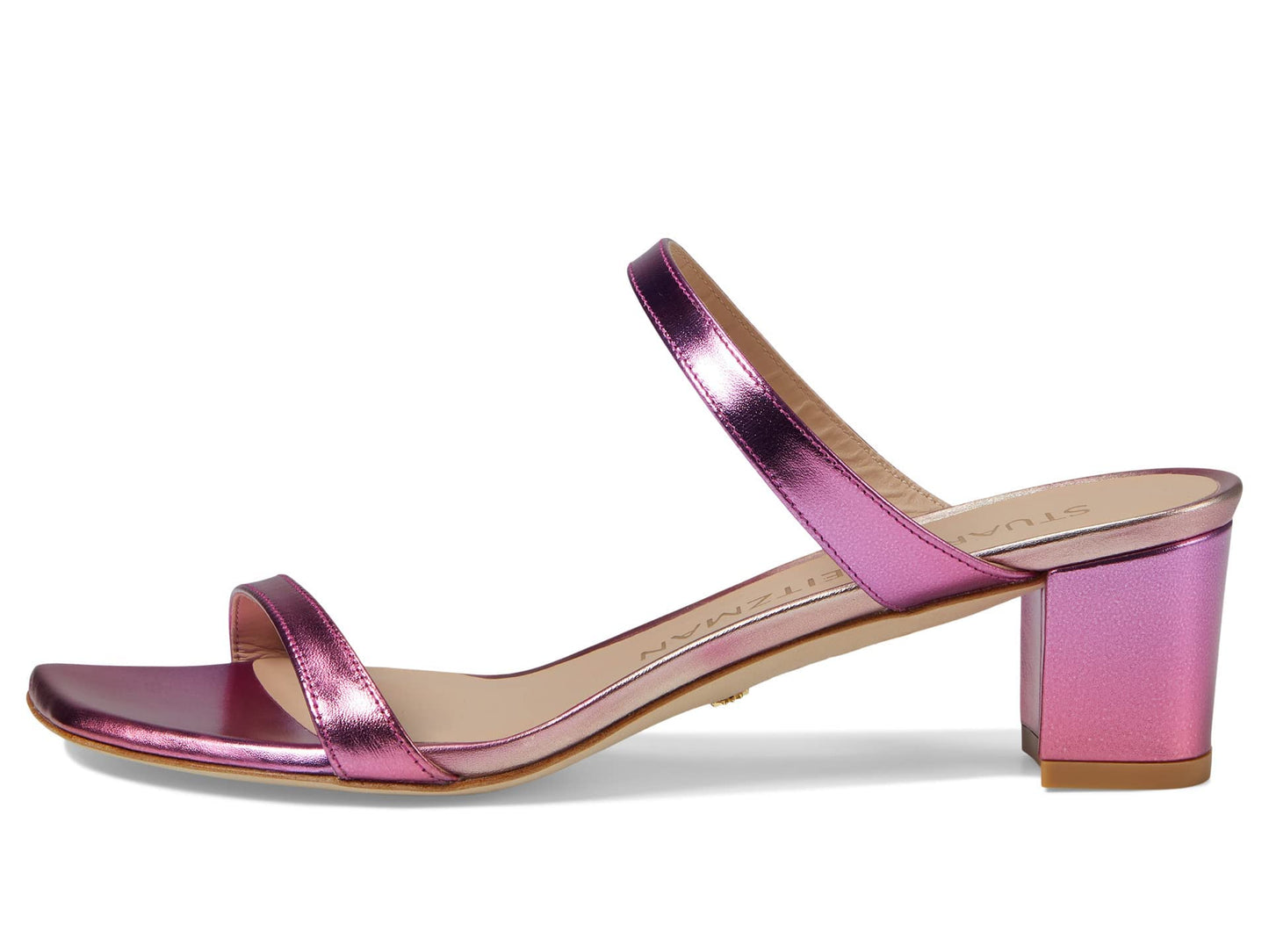 Stuart Weitzman Aleena 50 Block Slide Hot Pink Multi 7.5 B