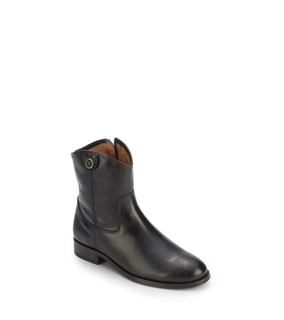 Frye Melissa Button Short 2 Boots for Women Made from Vintage Leather with Antique Silver Hardware, Leather Lining, and Leather Outsole – 7” Shaft Height, Black - 8.5M