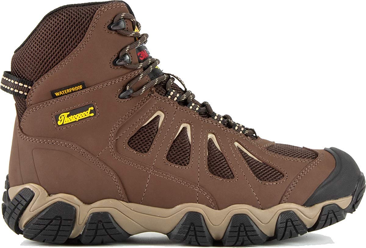 Thorogood Crosstrex 6” Insulated Waterproof Hiking Boots for Men - Breathable Premium Leather and Mesh with Comfort Insole and Athletic Traction Outsole; ASTM Rated, Brown - 8 W US
