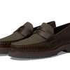 Cole Haan Mens American Classics Penny Loafers Deep Olive Leather/Morel Waxed Canvas 10.5 Wide