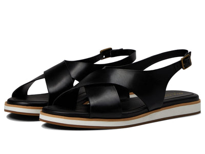 Cole Haan Women's MIRA Cross-Band Sandal Flat, Black Leather, 7