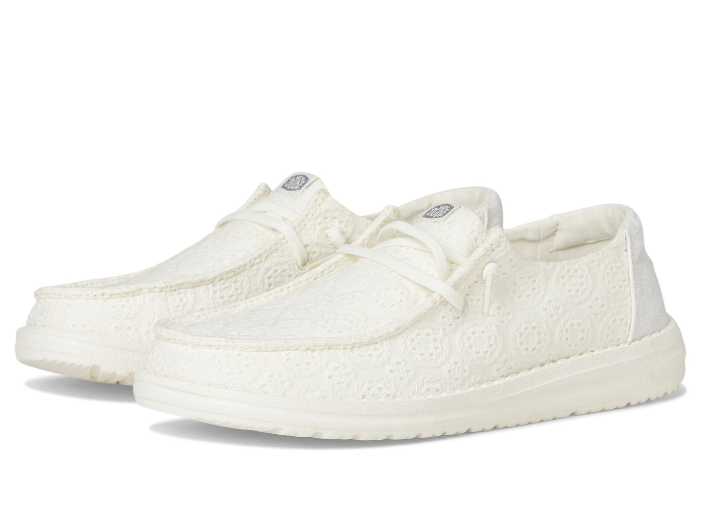 HEYDUDE Kids Wendy Eyelet Lace (Little Kid/Big Kid) - Shoes for Kids - Canvas Upper - Cotton Lining White 5 Big Kid M