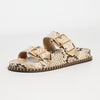SCHUTZ Women's Naomi Sporty Slides, Snake Plain/Natural, 6.5 Medium US