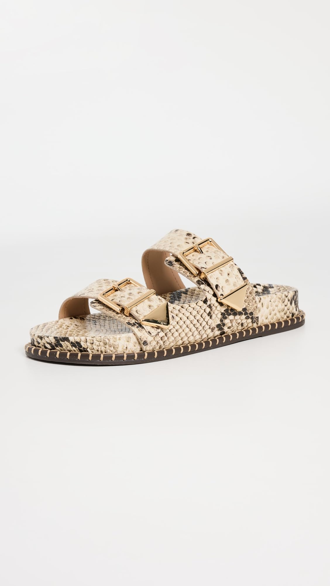 SCHUTZ Women's Naomi Sporty Slides, Snake Plain/Natural, 6.5 Medium US