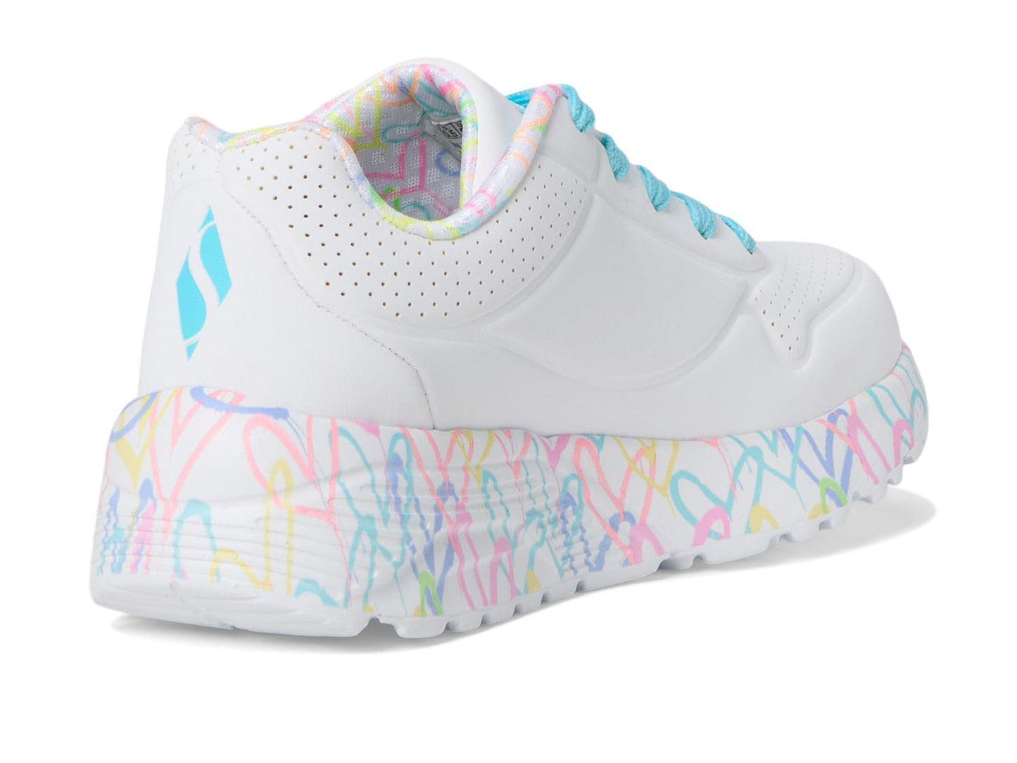 Skechers Women's Uno Lite - Lovely Luv 314976L (Little Kid/Big Kid) White/Pink/Turquoise 13 Medium