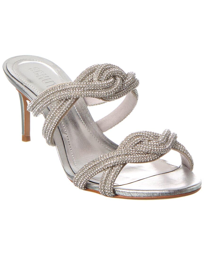 Schutz Women's Jocelyn Mule Sandal, Cristal/Prata, 7