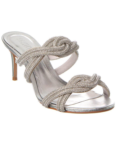 Schutz Women's Jocelyn Mule Sandal, Cristal/Prata, 7