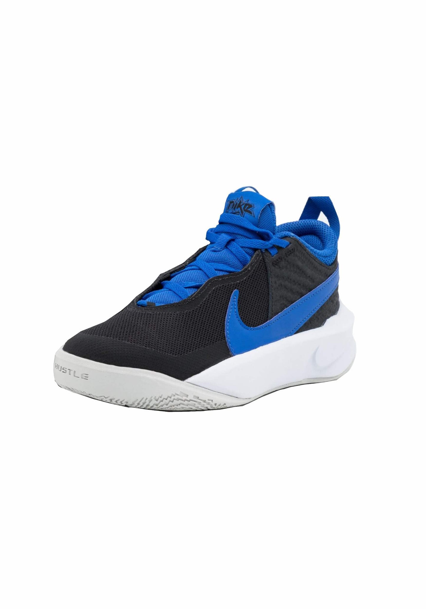 Nike boys Team Hustle D10 GS Basketball Shoe, Black/Game Royal-photon Dust, 5.5 Big Kid