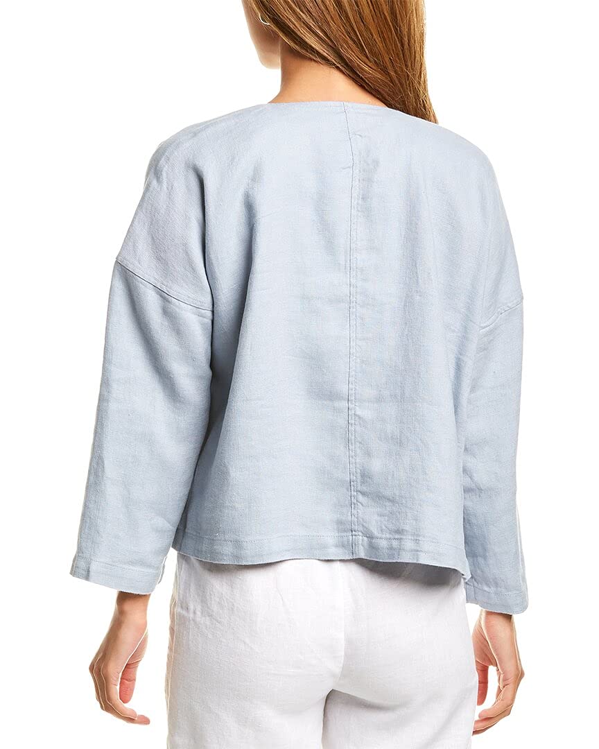 Eileen Fisher Womens Eileen Fisher Petite Drape Front Linen Jacket, Ps, Blue