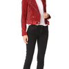 [BLANKNYC] womens Luxury Clothing Cropped Suede Leather Motorcycle Jackets, Comfortable & Stylish Coats, Red My Mind, Small