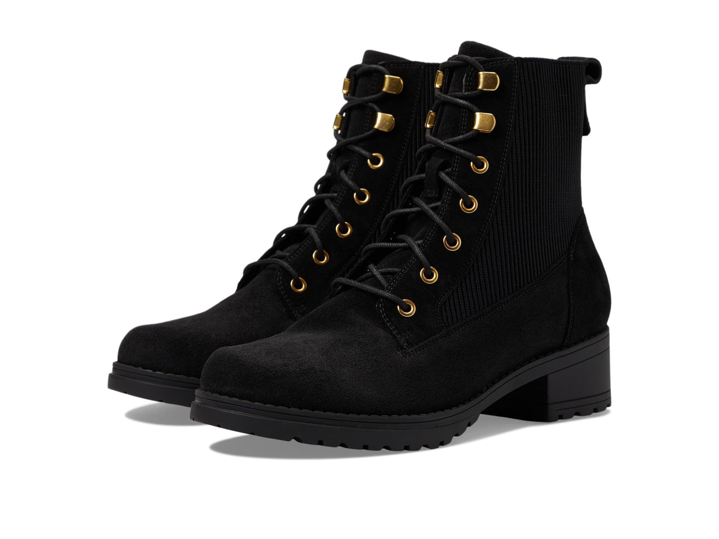 Cole Haan WOMENS CAMEA WP COMBAT BOOT II, BLACK SUEDE WATERPROOF, 10 C US