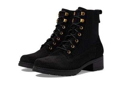 Cole Haan WOMENS CAMEA WP COMBAT BOOT II, BLACK SUEDE WATERPROOF, 10 C US