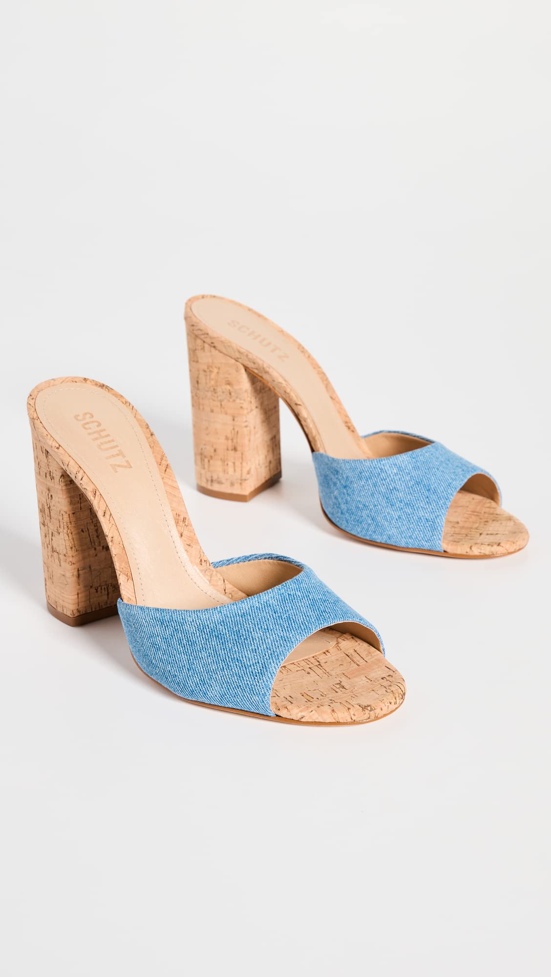SCHUTZ Women's Kaycee Heels, Washed Denim Blue, 10 Medium US
