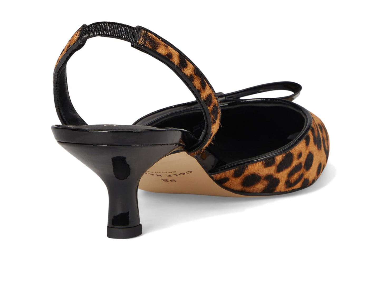 Cole Haan Womens Noella Bow Sling Pump, Leopard Print Haircalf, 8 Medium