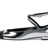 Stuart Weitzman Women's Eden Strap Flat, Silver/Black, 6