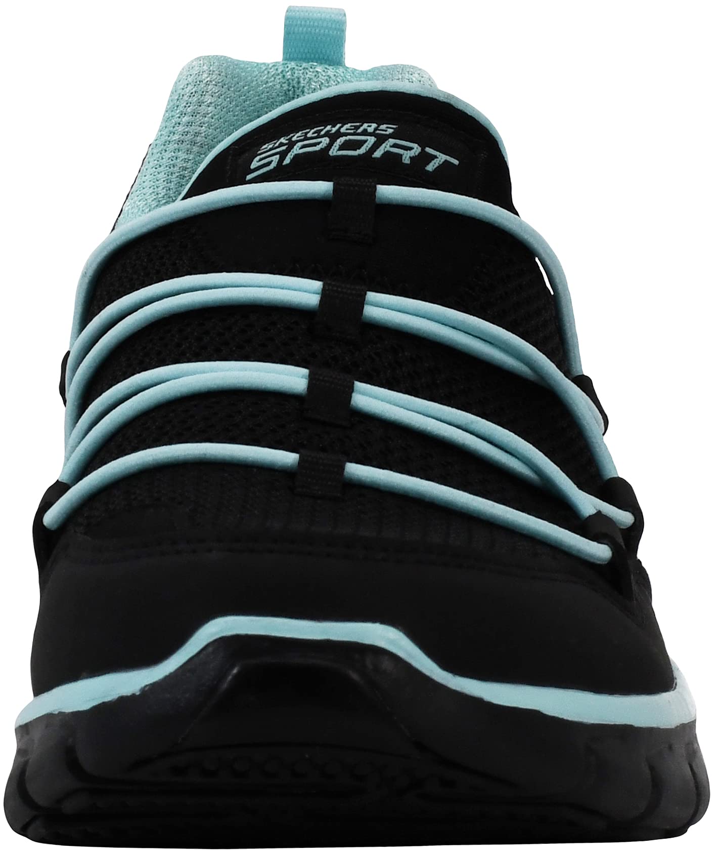 Skechers Sport Women's Loving Life Memory Foam Fashion Sneaker, Black/Turquoise, 10 M US
