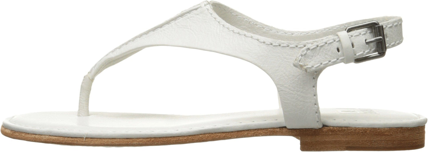 FRYE Women's Carson Seam T Flat Sandal, White, 6 M US
