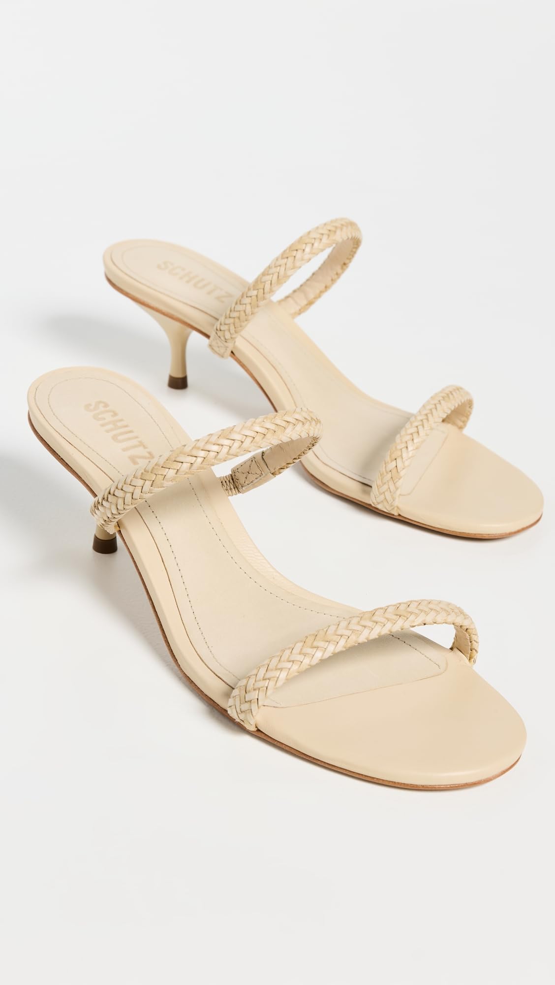 SCHUTZ Women's Taliah Woven Heels, Natural Nibs, 8 Medium US
