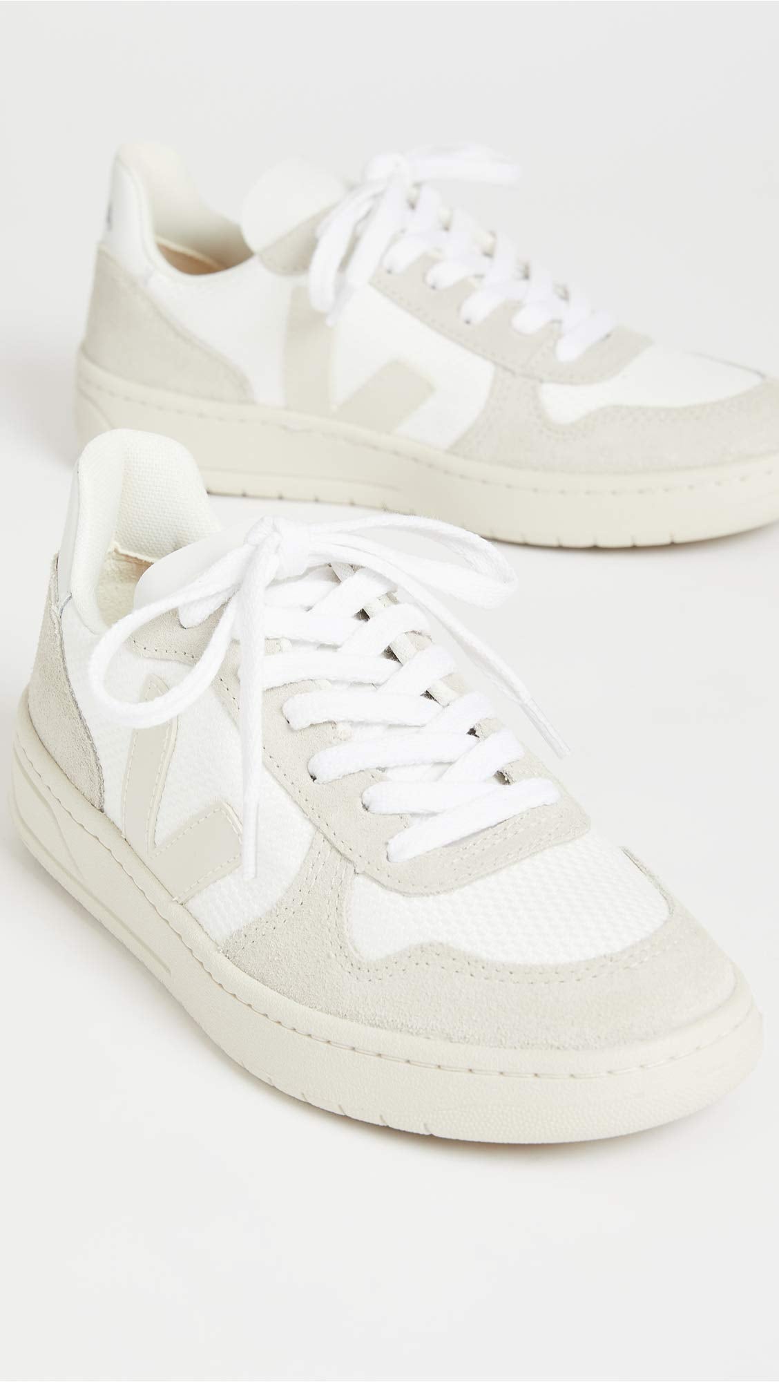 Veja Women's V-10 Sneakers, White/Natural/Pierre, 4 Medium US