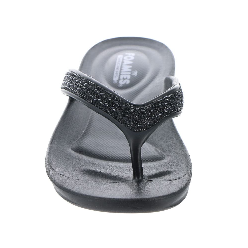 Skechers Women's Foamies Glitzy Flip-Flop, Black, 10