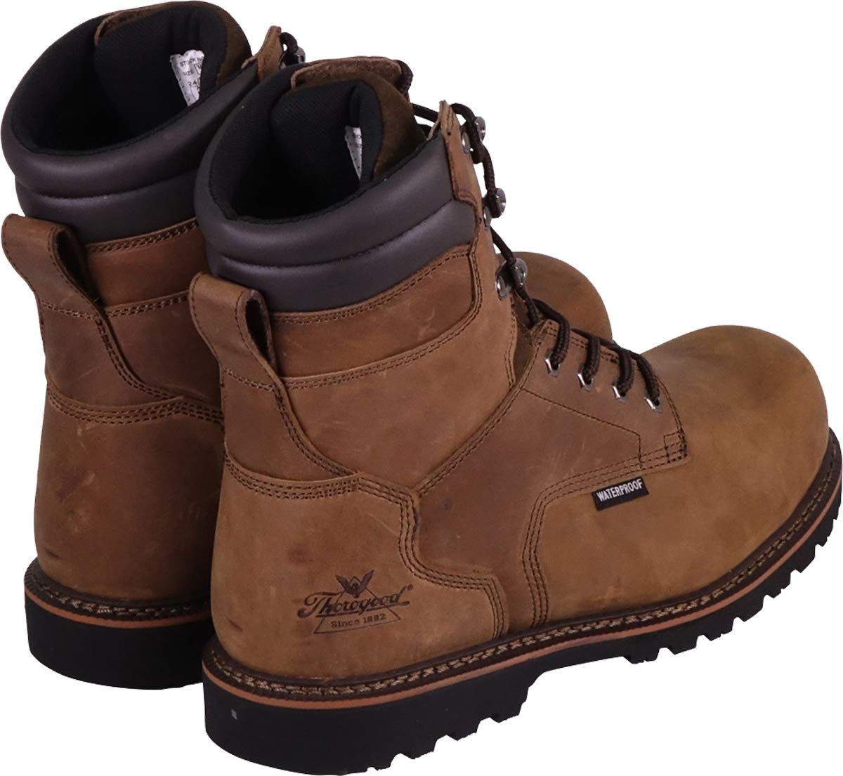 Thorogood V-Series 8” Waterproof Composite Toe Work Boots for Men - Premium Leather with Goodyear Storm Welt, Comfort Insole, and Chevron Traction Outsole; ASTM Rated, Brown Crazyhorse - 9.5 W US