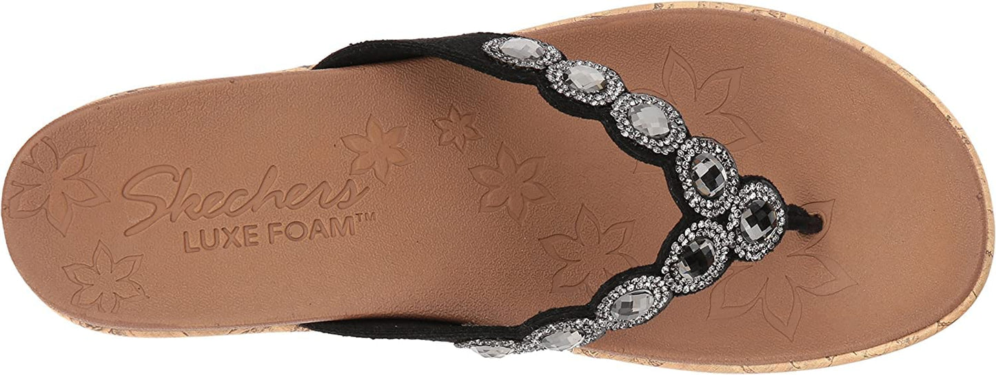 Skechers womens Beverlee - Bizzy Babe Wedge Sandal, Black, 8.5 US